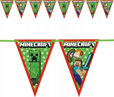 Girlandë zbukuruese Minecraft, 8 flamurë, karton, 2.3m