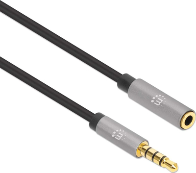 Kabllo zgjatëse audio Manhattan, 3.5 mm stereo, e zezë
