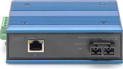 Konvertues industrial media Digitus Gigabit RJ45 SC, 20 km, blu