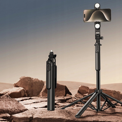 Selfie stick dhe tripod WH181D Y1S, 1.75 m, drita LED dyshe, i zi