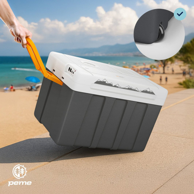 Frigorifer turistik Peme Essential 50 Adventure, 46.5L, termoelektrik 12V 230V, gri e portokalltë