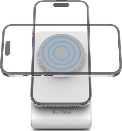 Karikues me valë Tech-Protect QI15W-A23 MagSafe, 15W, për iPhone 12 13 14 15, i bardhë