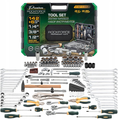 Set çelësash Rockforce Socket Wrench Set, 148 pjesë, në kuti, ngjyrë argjend