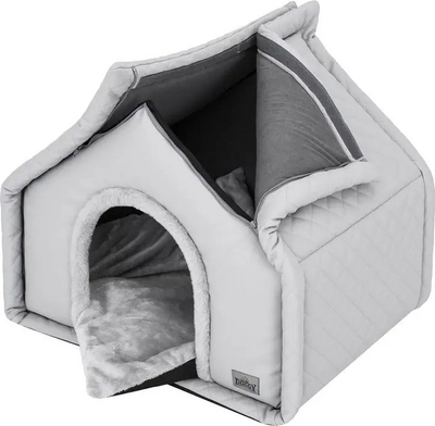 Shpi për qen DIAMOND Kennel R1, 42x32x43 cm, lëkurë eko, gri