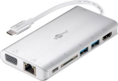 Lexues kartash Wentronic Goobay 49850, USB 3.2 Type C, SD, argjendtë e bardhë