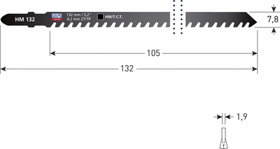 Teh sharre dekupere Wilpu HM 132, 132 mm, karabit, ngjyrë e zezë