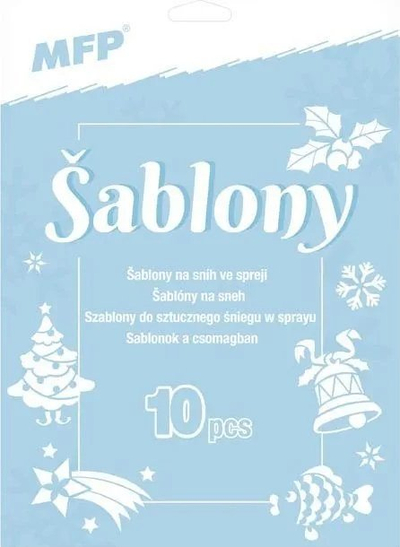 Shabllone për sprej bore MFP, 10 motive, 21.5x30 cm, blu