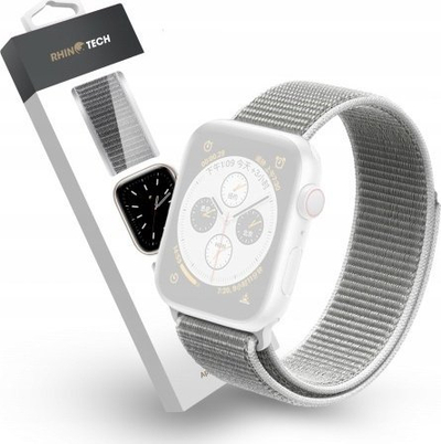 Rrip për orë të zgjuar RhinoTech Magic Tape për Apple Watch 42/44/45/49mm, najlon i endur, mbyllje me ngjitës, i bardhë