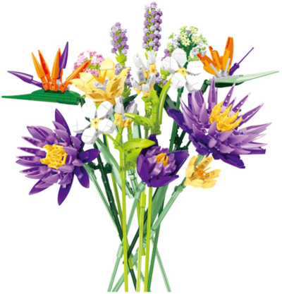 Lodra konstruktive LEANToys Bouquet Tropical Flowers, 890 pjesë, shumëngjyrëshe