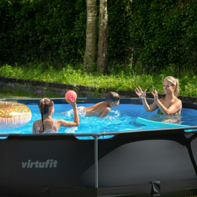 Pishinë me kornizë VirtuFit Round, Ø305 x 76 cm, me pompë filtri, ngjyrë antracit