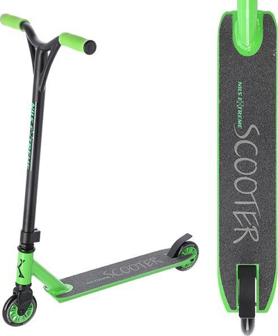 Trotinet freestyle Nils Extreme HS102, rrota 100 mm, deri 100 kg, jeshil