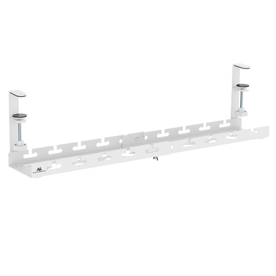 Organizues kabllosh Maclean Adjustable Under-Desk, mbajtës me kapëse, mban deri në 5 kg, i bardhë