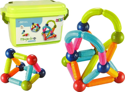 Lodër ndërtimi Lean Toys Magnetic Blocks, 68 copa, magnetike, shumëngjyrëshe