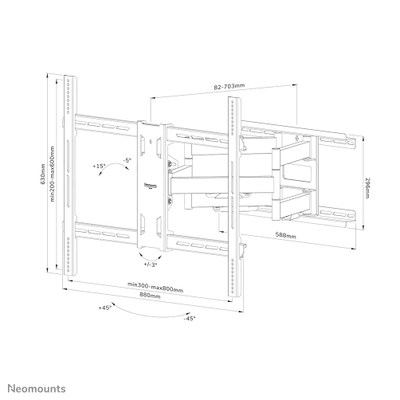 Mbajtëse muri për TV Neomounts WL40S-950BL18, deri 55", VESA 800x600, e zezë