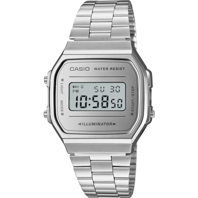 Дигитален часовник Casio A168WEM-7EF, осветлен екран, отпорен на вода, сребрен