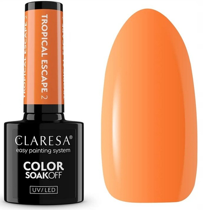 Llak xheli për thonj Claresa Tropical Escape 2, UV LED, 5ml, portokalli neon