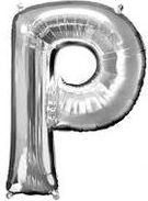 Balon Litera "P" 81cm srebrny (MZAB0059)