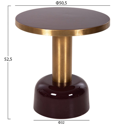 Komodinë anësore Erode Φ50,5x52,5Hcm (HM4242.06), kuqe/ ari