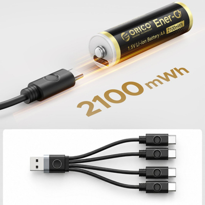 Bateri Orico Ener-G EG5C AA Li-ion, 1.5V, 2100mWh, USB-C, 4 copë