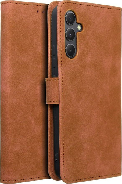 Futrollë libri OEM Tender për Samsung Galaxy A34 5G, me magnet, me xhepa, ngjyrë kafe