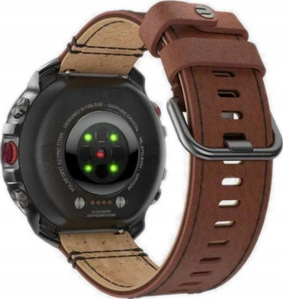 Orë sportive Polar Grit X2 Pro Titanium, AMOLED, GPS, me rrip lëkure kafe M/L