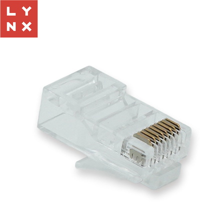 Konektor rrjeti LYNX UTP RJ45 Cat6, i veshur me ar 50µ, 100 copë, transparent