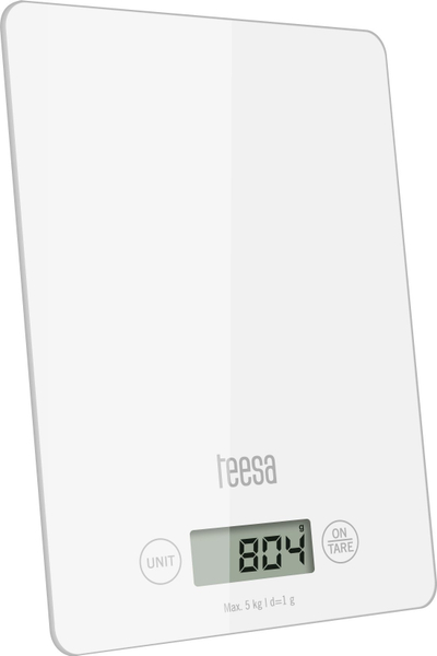 Кујнска вага LEC GLASS Kitchen Scale LEC-TSA0804-W, 5kg, LCD екран, бела
