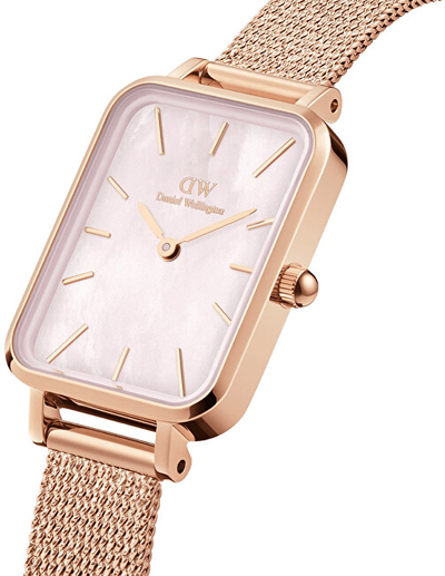Orë dore për femra Daniel Wellington Quadro 20X26 Pressed Melrose RG MOP DW00100510, ari rozë