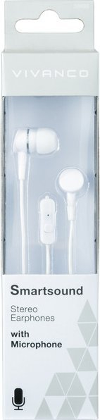 Kufje in-ear Vivanco 38010 Smartsound, me mikrofon, 3.5 mm, të bardha