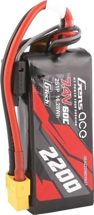 Bateri LiPo Gens Ace G-Tech 7.4V 2200mAh 2S, 60C, me lidhës XT60