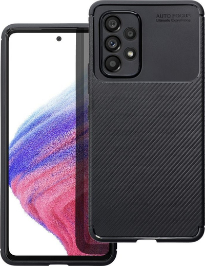 Mbrojtëse karboni për telefon Samsung Galaxy A52 LTE, TPU i butë, kundër goditjeve, e zezë