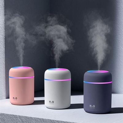 Humidifikues ajri Gonga me LED, me ultratinguj, me USB, i bardhë