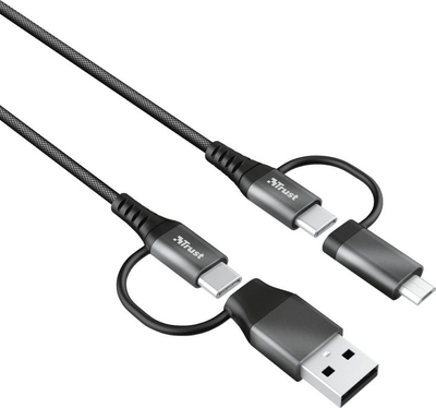 Kabllo USB Trust Keyla, 4 në 1, 1 m, e hirtë