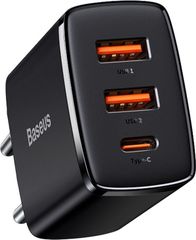 Karikues rrjeti Baseus CCXJ-E01, 2x USB-A 1x USB-C, 30W, i zi