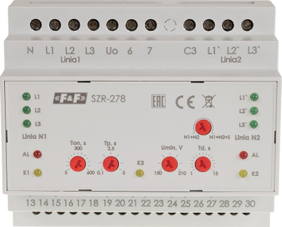 Kontroller rrjeti F&F SZR-278, trefazor 3 x 400V, montim në shinë 35mm