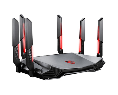 Router MSI RadiX AXE6600 GRAXE66, Wi-Fi 6E tri band, 6600 Mbps, i zi me të kuqe