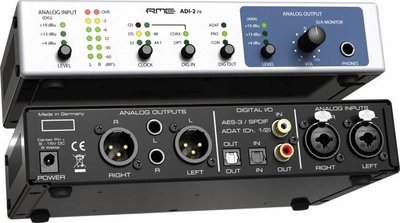 Konvertues audio RME ADI-2 FS, AD/DA për punë pro, SteadyClock FS, gri e zezë