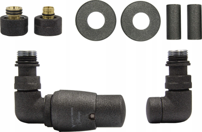 Set valvul termostatike radiator Vario Term Vision, treaksiale majtas PEX 16 mm, dark structural graphite