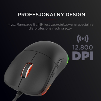 Set 2 copë maus gaming Rampage Blink, USB, 12800 DPI, RGB, i zi