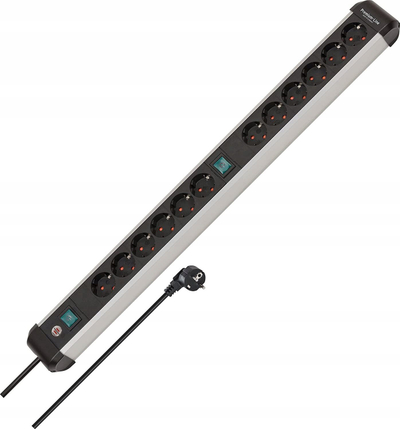 Zgjatues energjie Brennenstuhl Premium Alu Line 1391030200, 12 dalje, kabllo 3 metra, ngjyrë e zezë