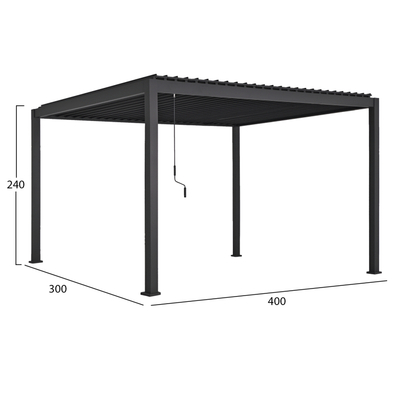 Pergolë bioklimatike Domecil HM6612.01, alumini, 300x400x240 cm, e zezë