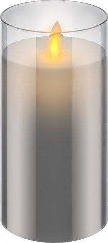 Kandil LED Goobay, prej dylli në gotë, 7.5 x 15 cm, gri