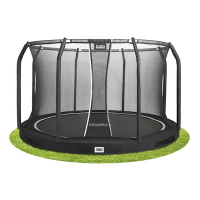 Trampolinë kopshti Salta Premium Ground Combo, 366cm, rrjetë sigurie, e zezë