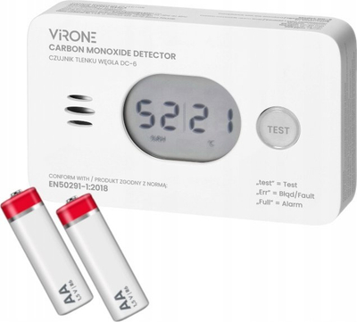 Set detektorësh tymi dhe monoksidi karboni Virone DC-7, me sinjalizim zanor, i bardhë