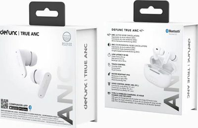 Kufje pa tela Defunc True ANC, Bluetooth 5.3, me heqje aktive të zhurmës, të bardha