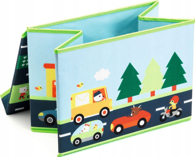 Kuti lodrash Toy Box Circuit, palosëse, 35 x 25 x 25 cm, me rrugë dhe makina