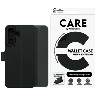 Футрола портофол Samsung PanzerGlass CARE, Galaxy A35 5G, со потпирач, црна