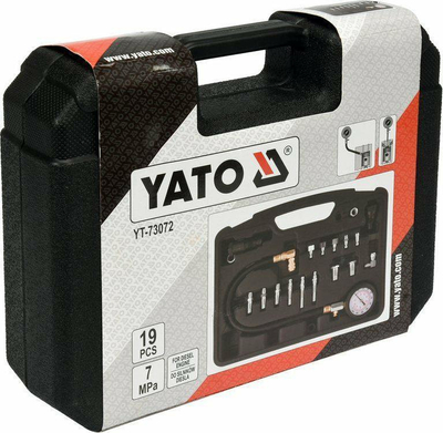 Manometër kompresioni diesel Yato YT-73072, deri 70 bar, set profesional, i kuq