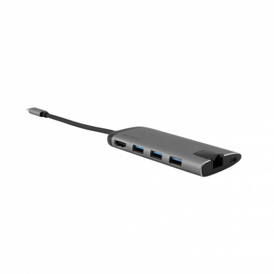 Hub USB C Verbatim 49142, Multiport, USB 3.0, HDMI, RJ45, gri