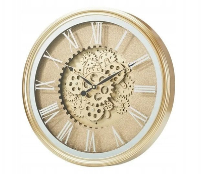 Ѕиден часовник Home Styling Lausanne Vintage, 50 cm, декоративен механизам, златна боја